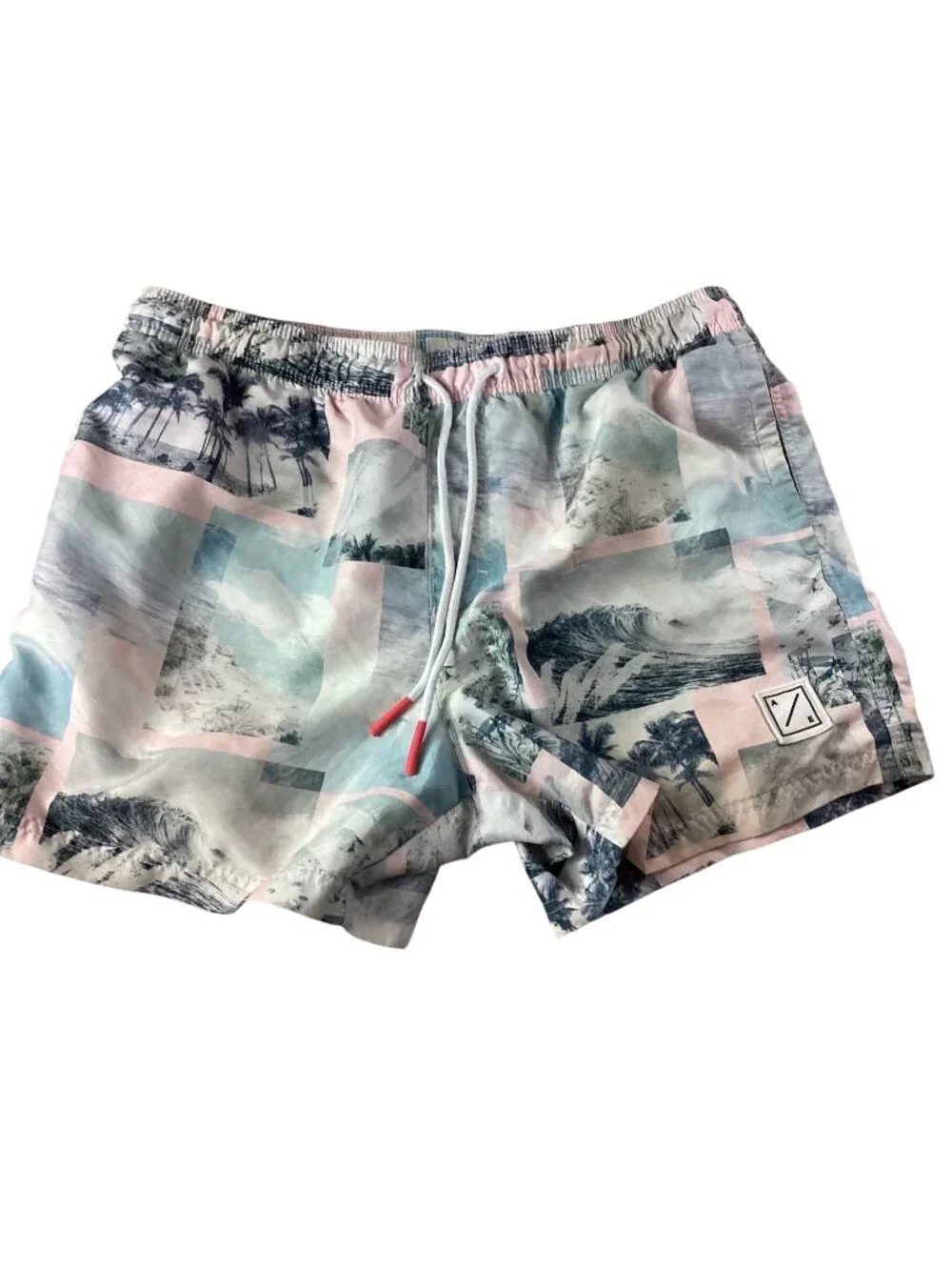 American Eagle Mens Large Swim Trunks*Shorts**Swimsuit*Pastel Beach Print*L